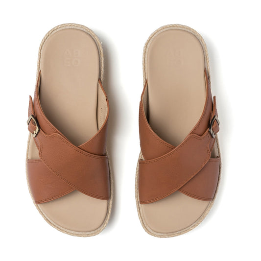 Solstice Cross Slide Dark Tan | ABEO Footwear