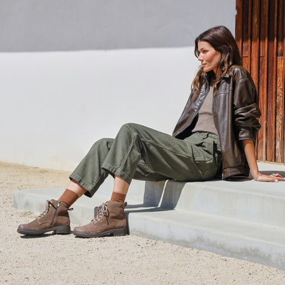 Compass Lace Dark Taupe Suede | ABEO Footwear