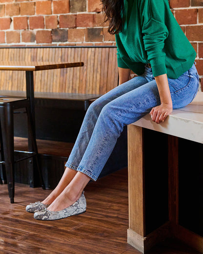 Cadence Bow Snake Print Leather | ABEO Footwear