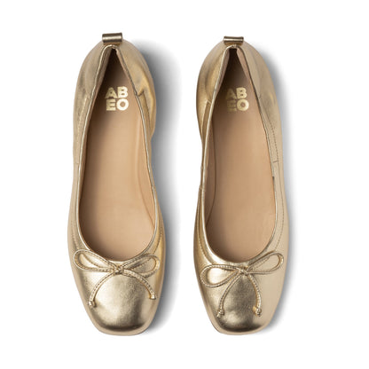 Cadence Bow Light Gold Leather | ABEO Footwear