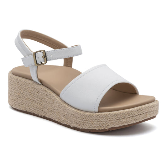Solstice Buckle Sandal White Leather | ABEO Footwear