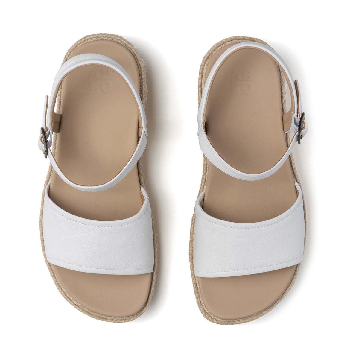 Solstice Buckle Sandal White Leather | ABEO Footwear