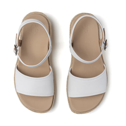 Solstice Buckle Sandal White Leather | ABEO Footwear