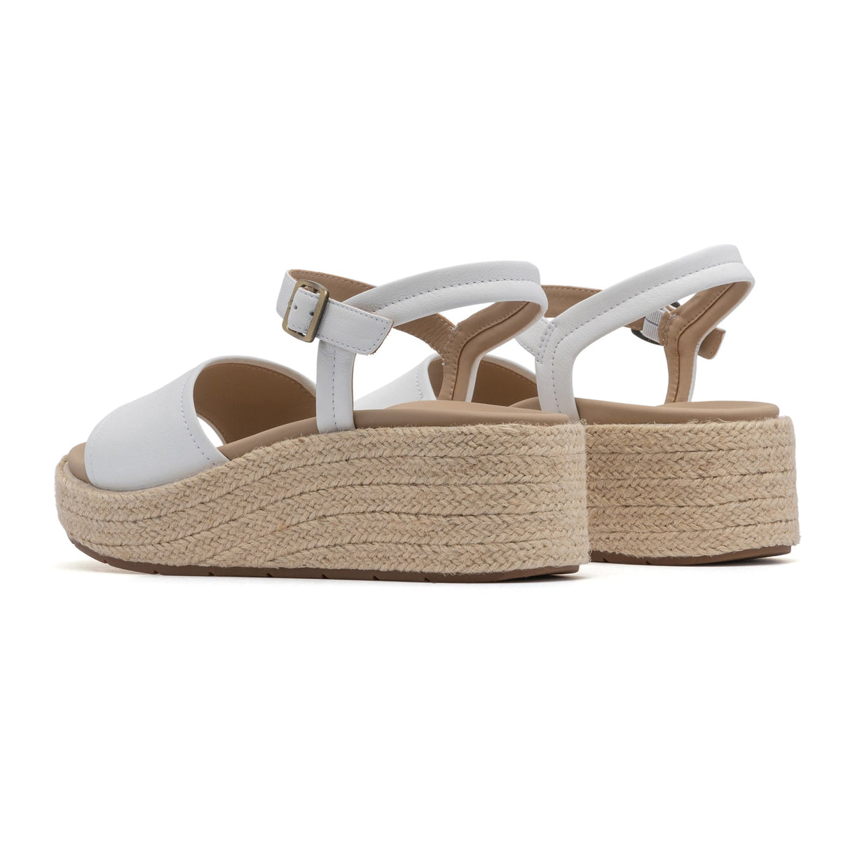 Solstice Buckle Sandal White Leather | ABEO Footwear