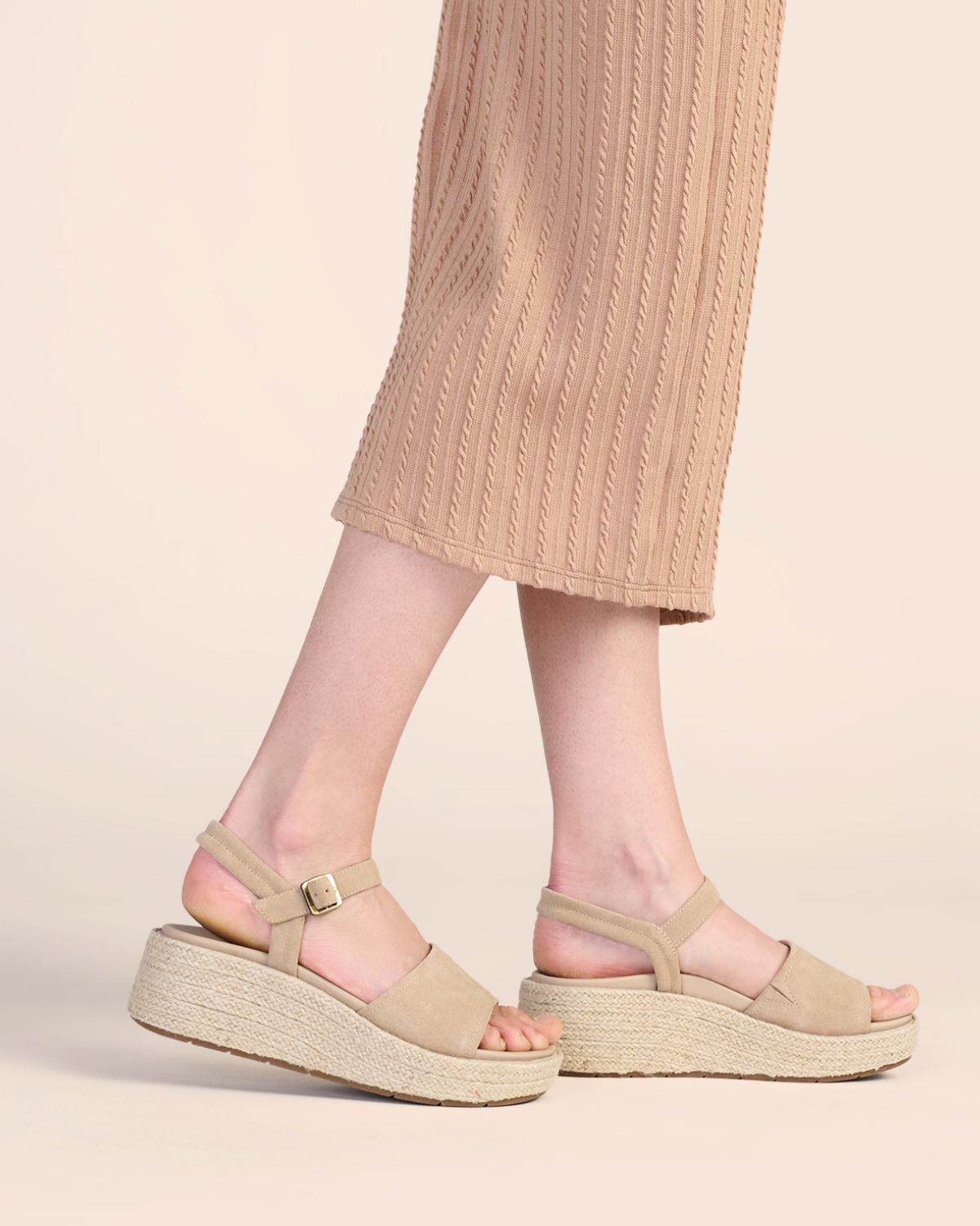 Solstice Buckle Sandal Cuban Sand Suede | ABEO Footwear