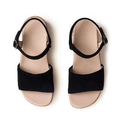Solstice Buckle Sandal Metatarsal Black Suede | ABEO Footwear