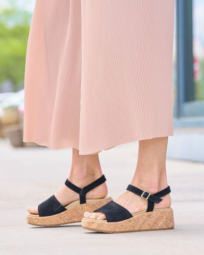 Solstice Buckle Sandal Metatarsal Black Suede | ABEO Footwear