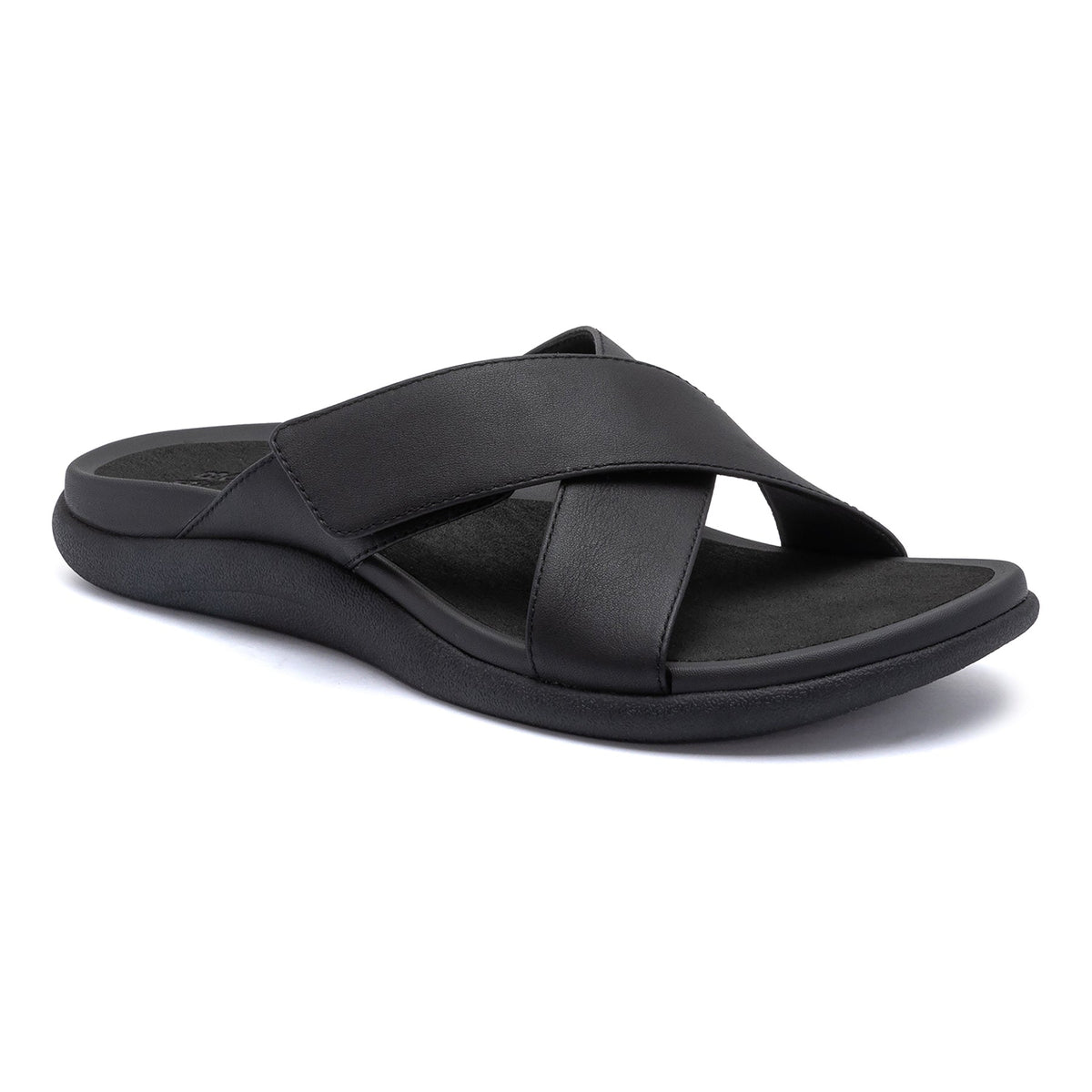 Laguna Slide Black Leather | ABEO Footwear
