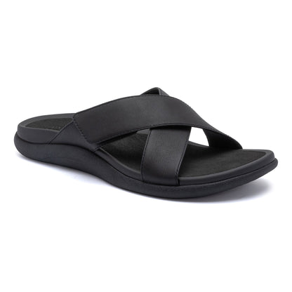 Laguna Slide Black Leather | ABEO Footwear