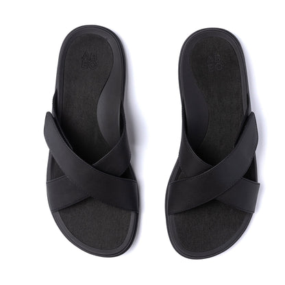 Laguna Slide Black Leather | ABEO Footwear