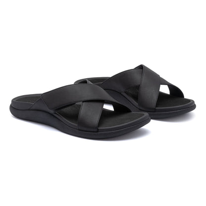 Laguna Slide Black Leather | ABEO Footwear
