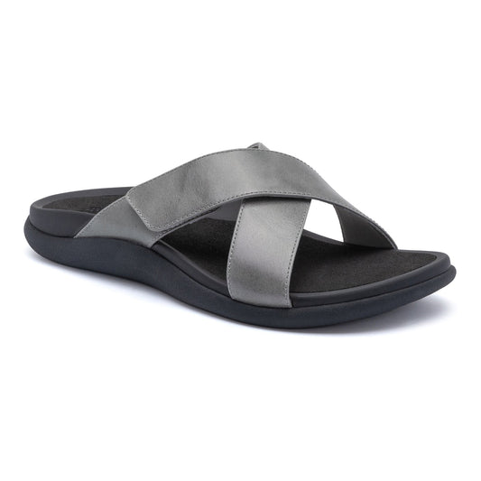 Laguna Slide Silver Leather | ABEO Footwear