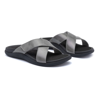 Laguna Slide Silver Leather | ABEO Footwear