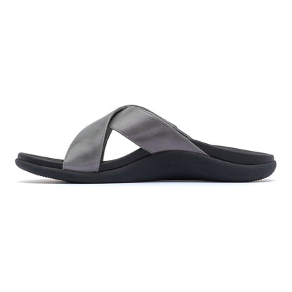 Laguna Slide Silver Leather | ABEO Footwear