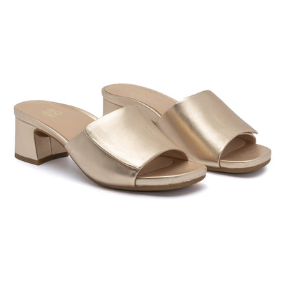 Avenue Slide Light Gold Leather | ABEO Footwear