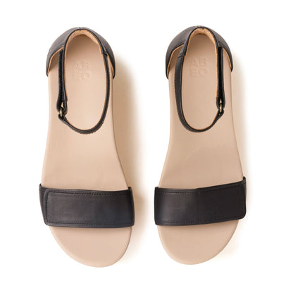 Riviera Ankle Sandal Black Nubuck | ABEO Footwear