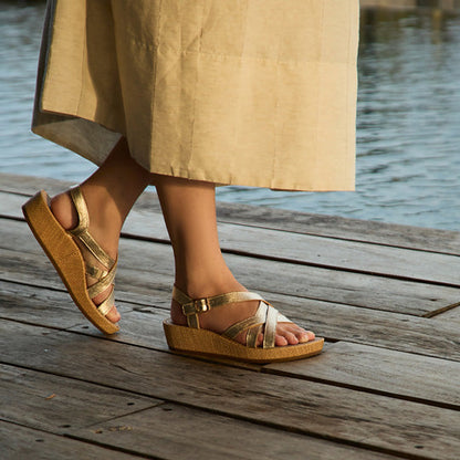 Soleil Cross Metallic Gold | ABEO Footwear