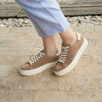Jumpstreet Sneaker Taupe Perforated | ABEO Footwear