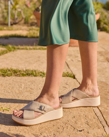 Solstice Cross Slide Metatarsal Beige | ABEO Footwear