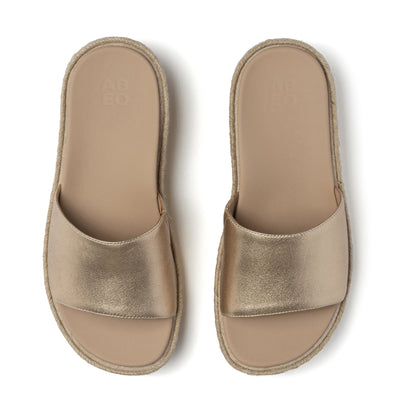Solstice Slide Metatarsal Light Gold Leather | ABEO Footwear