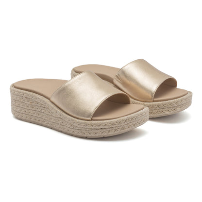 Solstice Slide Metatarsal Light Gold Leather | ABEO Footwear