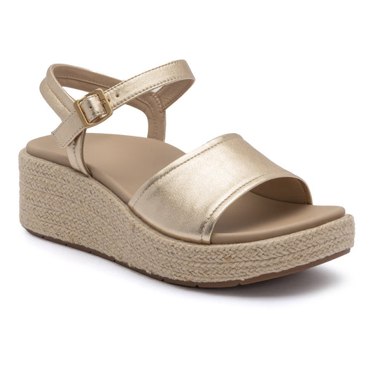 Solstice Buckle Sandal Light Gold Leather | ABEO Footwear