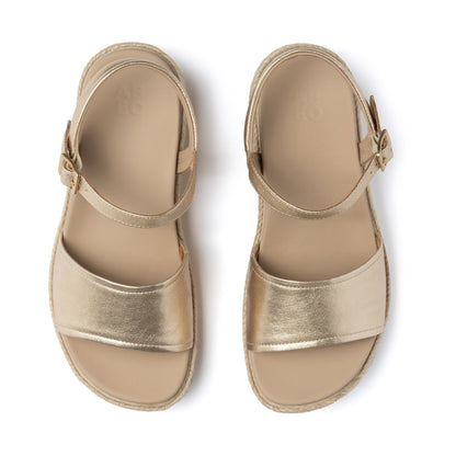 Solstice Buckle Sandal Light Gold Leather | ABEO Footwear