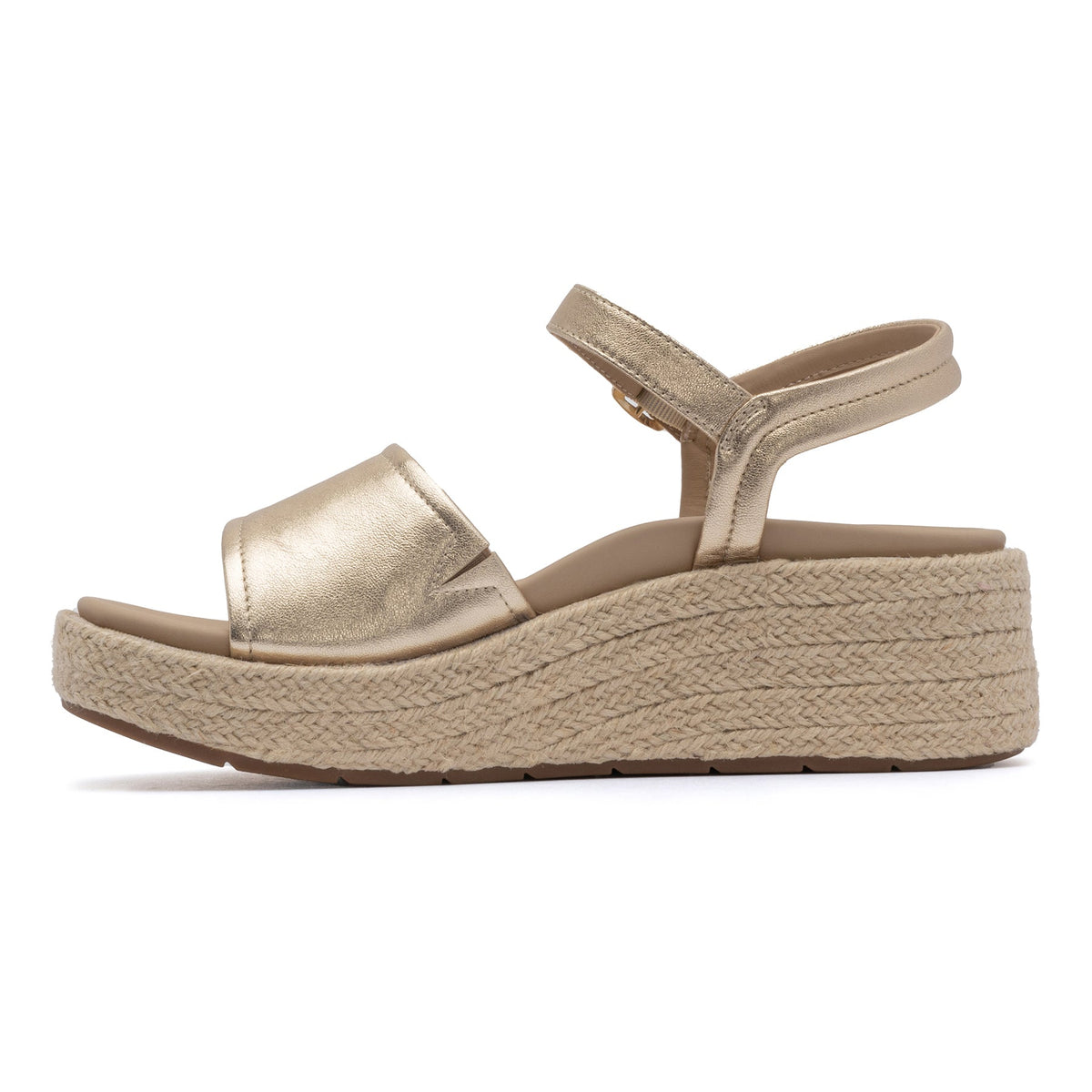 Solstice Buckle Sandal Light Gold Leather | ABEO Footwear