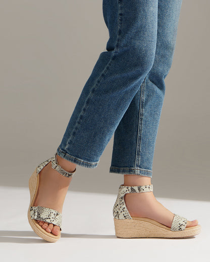 Riviera Ankle Sandal Metatarsal Snake Print Leather | ABEO Footwear