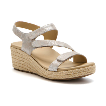 Riviera Adjustable Sandal Taupe Metallic | ABEO Footwear