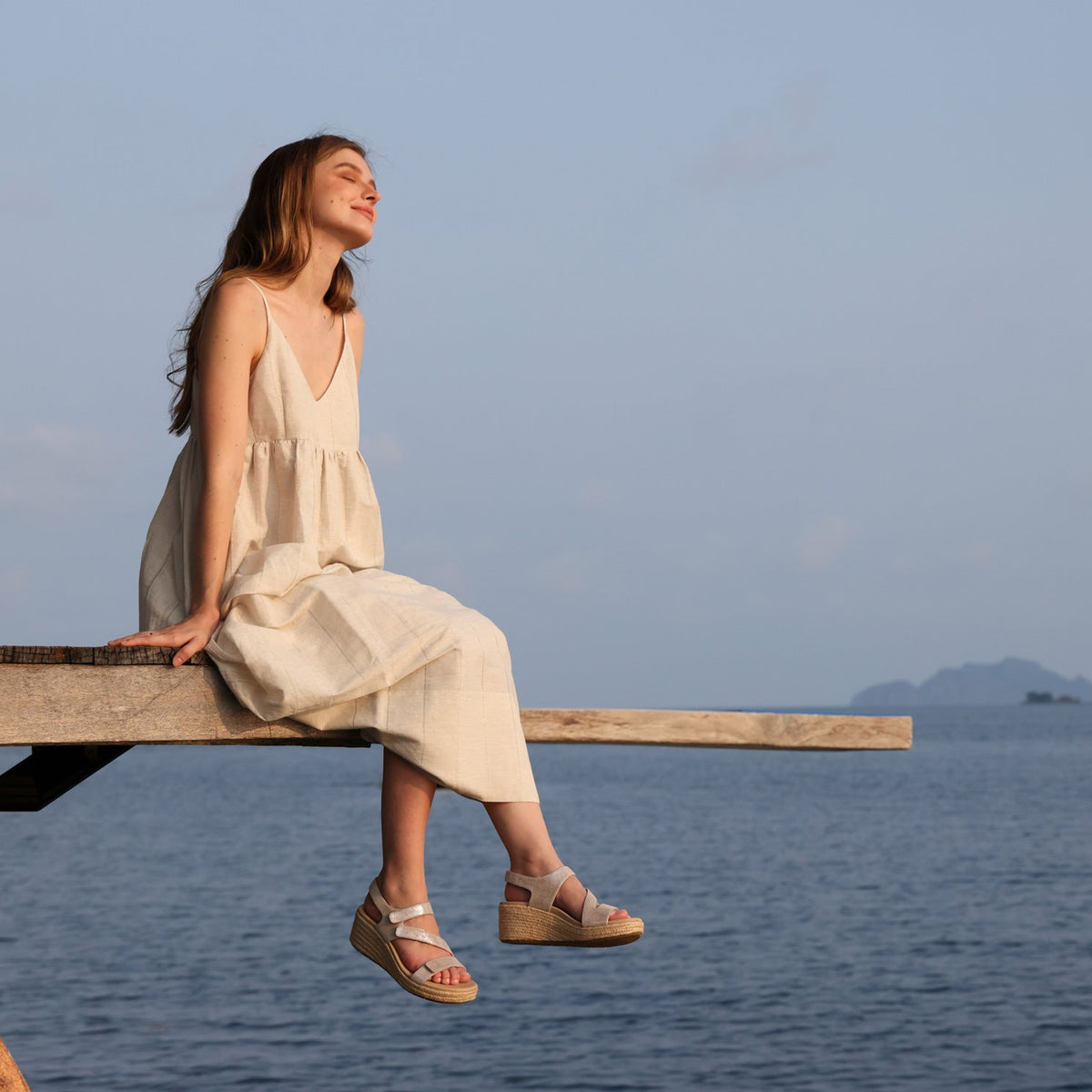 Riviera Adjustable Sandal Taupe Metallic | ABEO Footwear