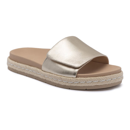 Isle Slide Light Gold Leather | ABEO Footwear