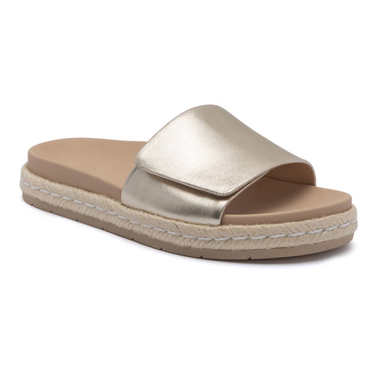 Isle Slide Light Gold Leather | ABEO Footwear