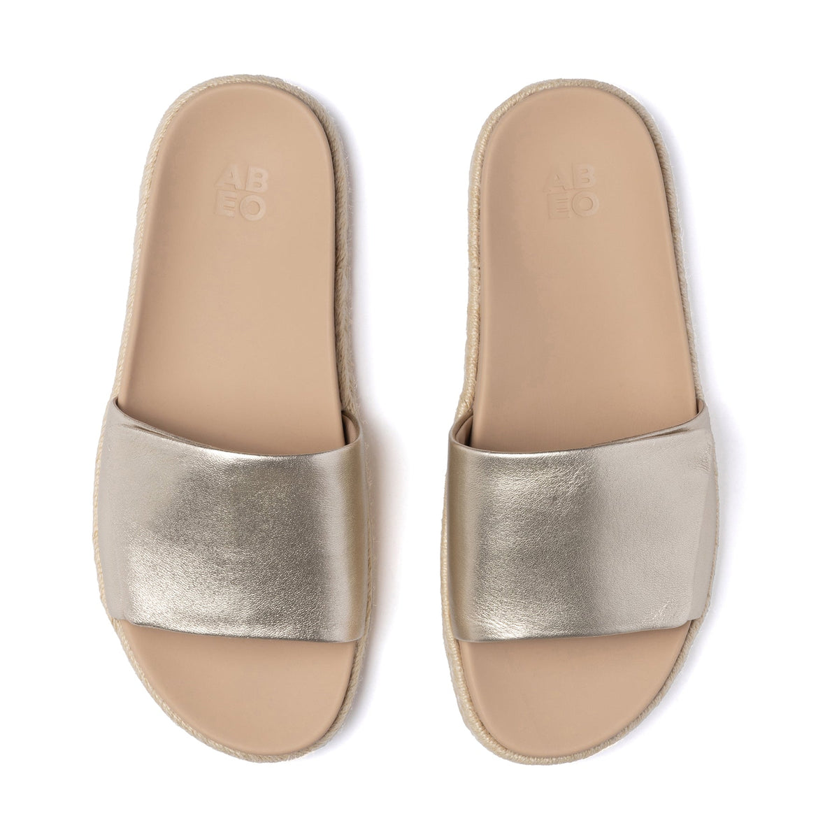 Isle Slide Light Gold Leather | ABEO Footwear