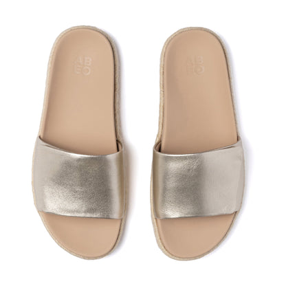 Isle Slide Light Gold Leather | ABEO Footwear