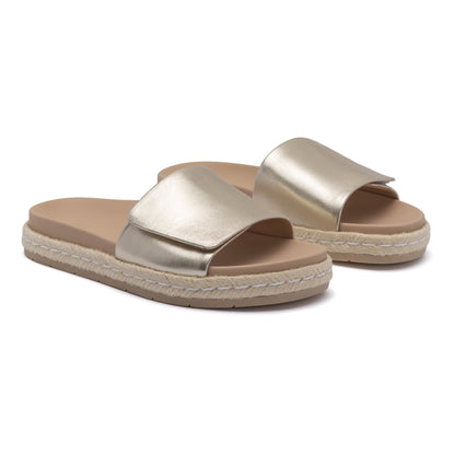 Isle Slide Light Gold Leather | ABEO Footwear