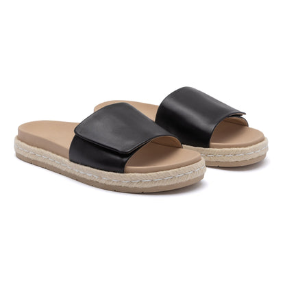 Isle Slide Black Leather | ABEO Footwear