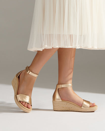 Riviera Ankle Sandal Light Gold Leather | ABEO Footwear
